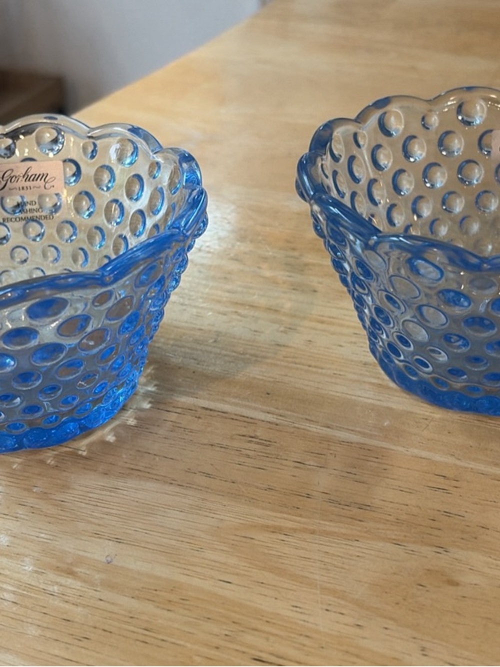 Gorham Cobalt Blue Hobnail Glass Bowls - Pair